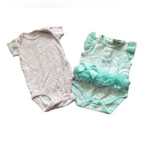 Pink, White, and Green Kyle and Deena and Carter’s Bundle of 2 Onesies.